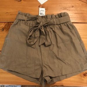 High Waisted Paper Bag Shorts